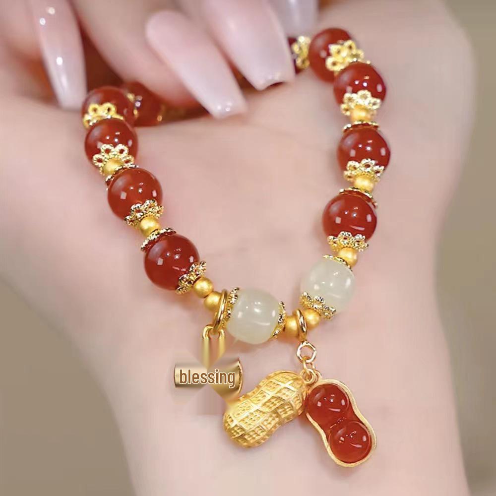 New Women's Mori Style Butterfly Glass Bracelet with Colorful Crackle Beads