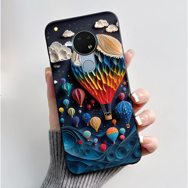 Coque Mignonne Pour Nokia 6.2 / Nokia 7.2 Fundas Capa Coque Imprimée Coque de Protection Silicone Souple Dessin Animé Coque Noire