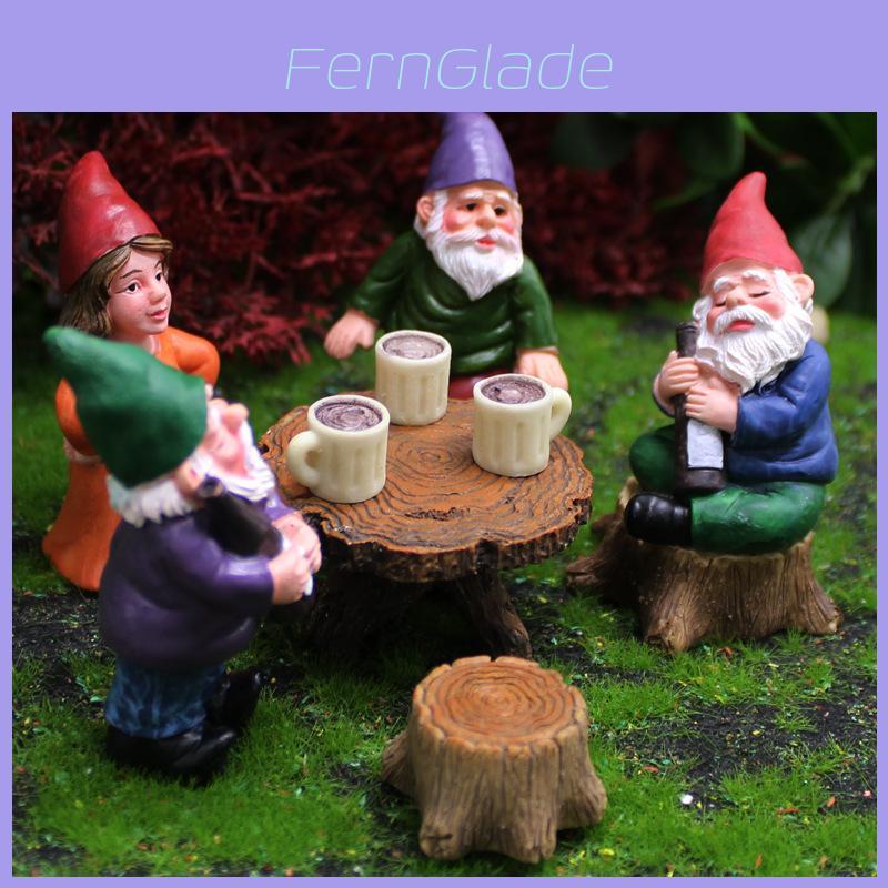Resin Dwarf Garden Statue Set With Fairy Characters For Outdoor Decor
