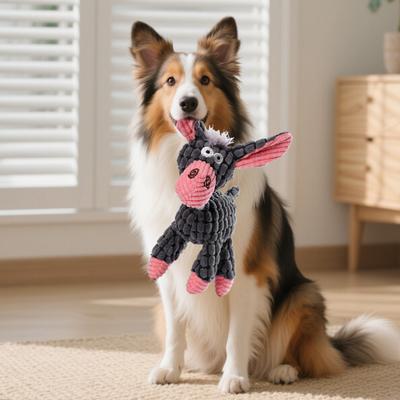 Brinquedo de Pelúcia Cão Burro Interativo Com Apito Brinquedo Mastigável para Cães Animal de Pelúcia Brinquedo para Dentição de Filhotes para Cães Pequenos e Médios