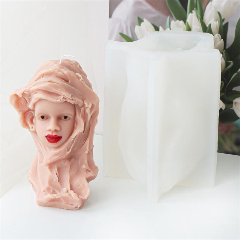 3D Stone Girl Silicone Candle Mold DIY Girls Gypsum Form Carving Art Aromatherapy Plaster Mold Home Decoration Handmade Gifts