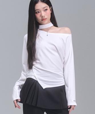 ZEROPLANET Irene Asymmetrical Button Top [White]