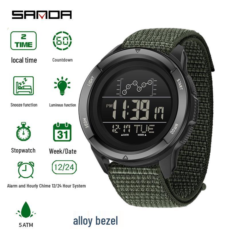 Sanda Multifunctional Digital Watch: Single Display, Alarm, Large Dial, Waterproof Sports Watch for Students.