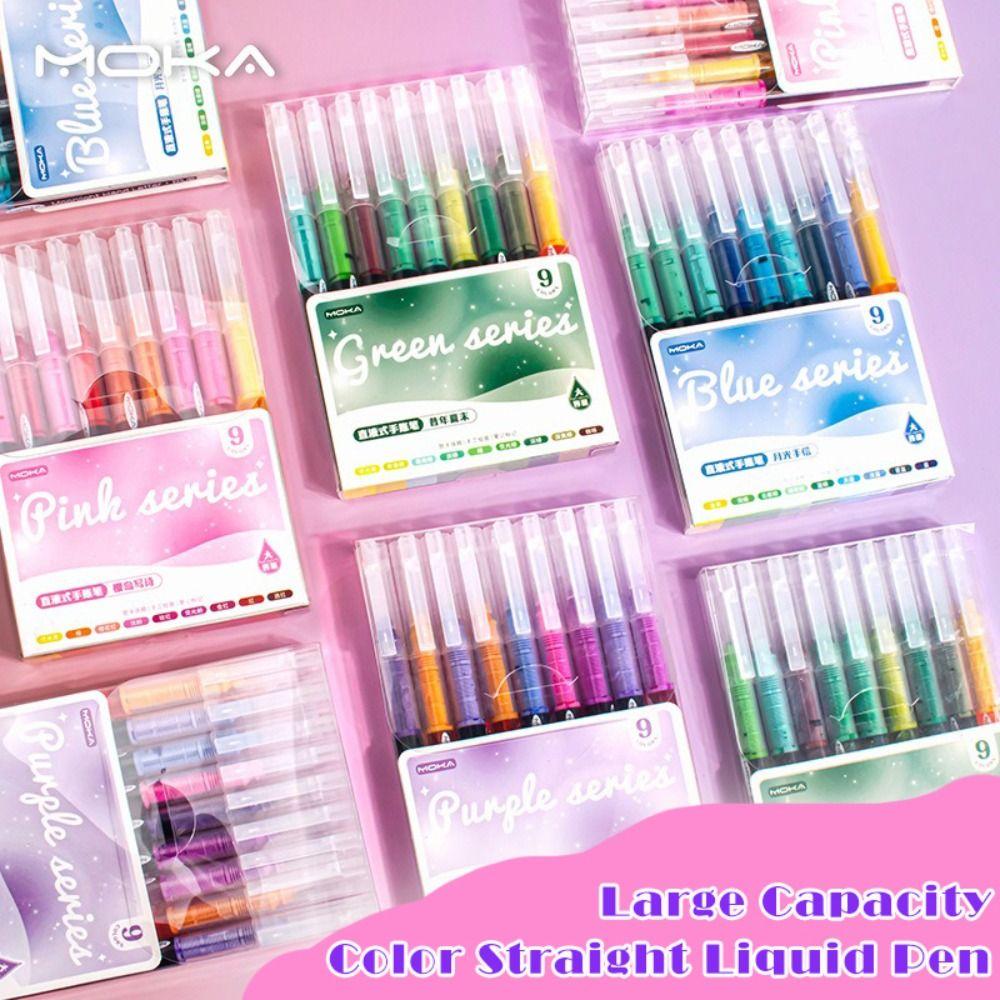 

9PCS/Set Morandi Color Color Straight Liquid Pen DIY Painting Graffiti Art Marker Pen Students Purple Series