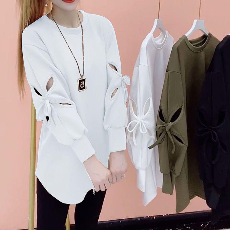 Женская футболка корейская модная одежда элегантный топ весенняя одежда черная уличная повседневная длинная белая свободная осенняя женская футболка S белый 1536₽