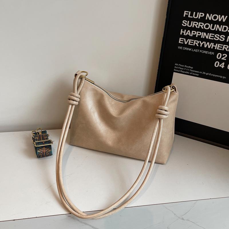 

Trendy Women s Soft Leather Knot Bag, Hobo Shoulder Bag, Large Capacity Casual Crossbody Handbag, high-end soft leather texture бежевый