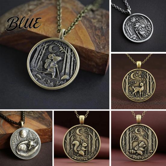 Reflection Symbol Necklace Forest Moon Pendant Travelling Animal in Family