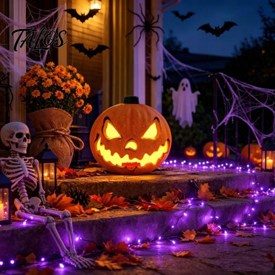 Reusable Halloween Decor Evil Pumpkin Lantern, Large LED Light Up Jack O Lantern Indoor for Party Scene, Spooky Outdoor Decoration, Trick or
