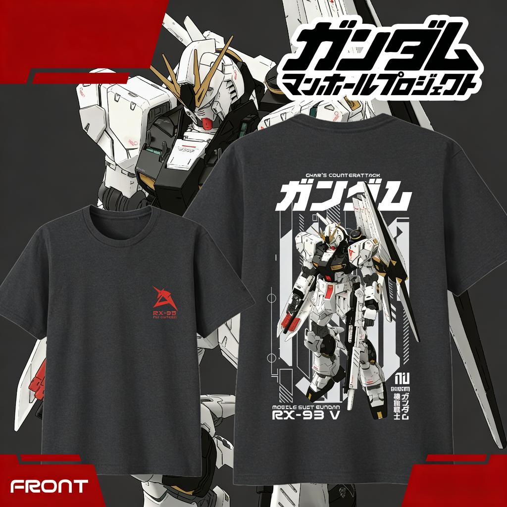 Anime GUNDAM RX93 Cartoon Baumwoll-T-Shirt 2026 Sommer Kinder Unisex Damen Mode Lässiges Kurzarmshirt Streetwear Unisex