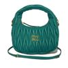 Used Wonder Matelasse Hobo Bag (12166), 5BC125 N88 F0K41 7922, with RFID, Green, 2-Way Logo, Laguna, Women's from Japan