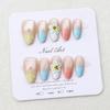 Gradient Blue 3D Floral Wearable Nails: Spring/Summer Cat Eye Whitening Manicure