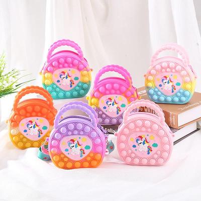 Neue Beseitigen Ratte Pioneer Tasche Cartoon Einhorn Geldbörse Silikon Umhängetasche Kinder Zappeln Spielzeug Blase Stress Relief Handtasche