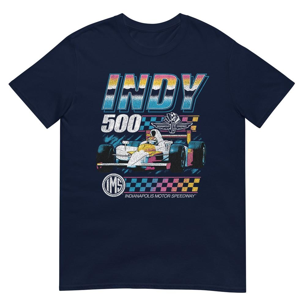 Indy 500 Indianapolis Motor Speedway Distressed Chrome Neon Tshirt S