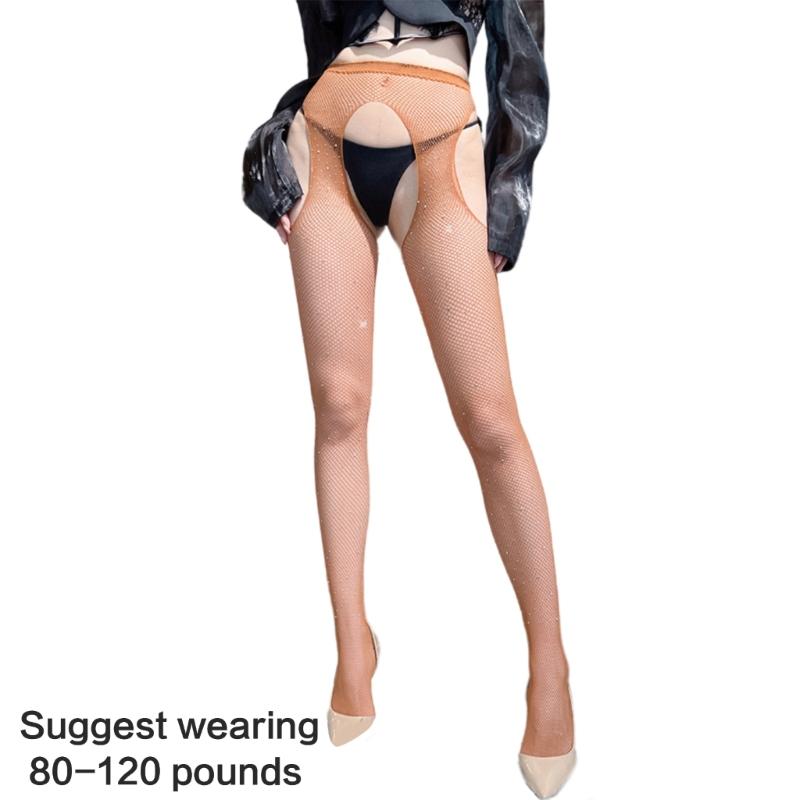 Suspender Pantyhose Rhinestones Fishnet Thigh High Stockings Hight Waist Tights Pantyhose Garter Belt Tights Hosiery