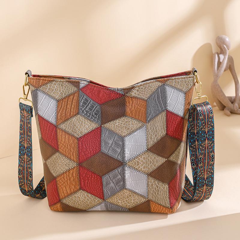 

Yogodlns женская сумка большой емкости винтажное ведро брендовые трендовые сумки на плечо качественные сумки для покупок универсальная повседневная сумка с широким ремешком 33x12x26cm красный