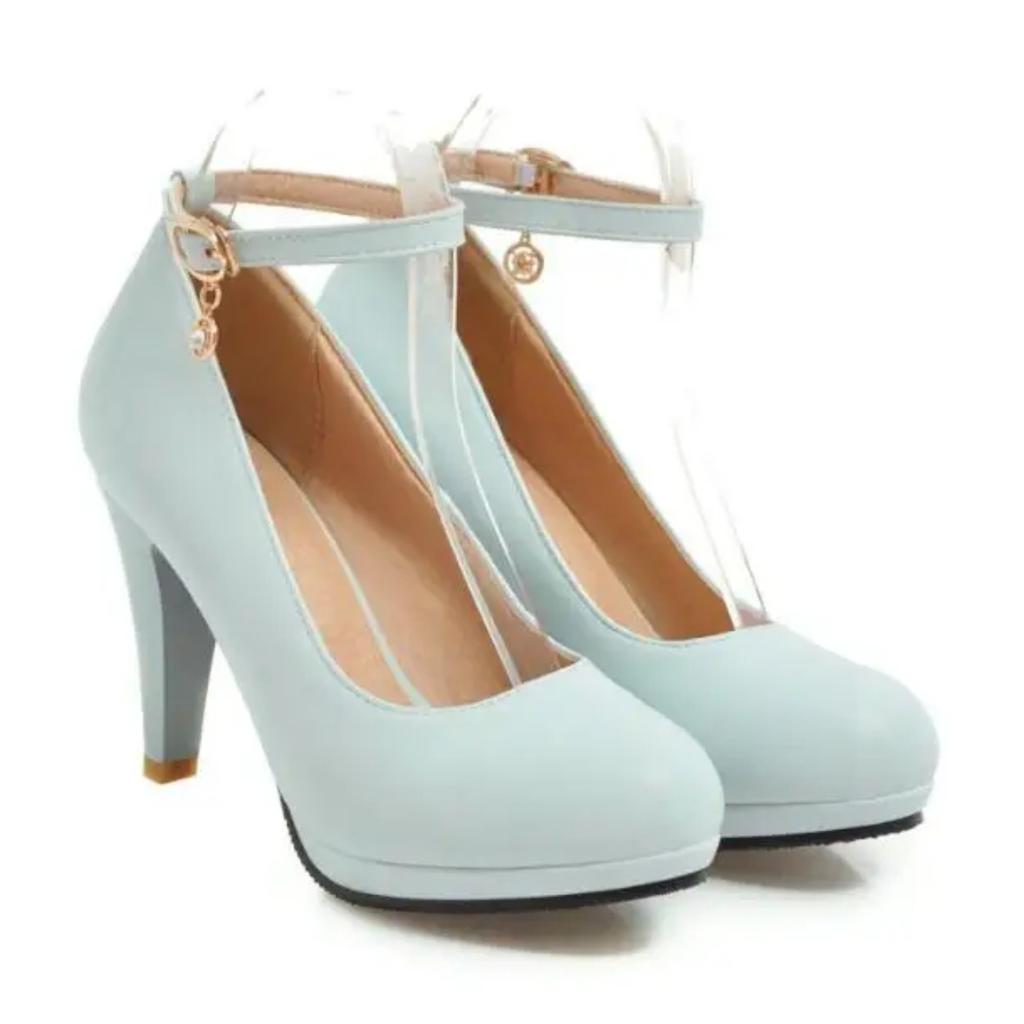 High Quality White Wedding Shoes Women Pumps High Heels Shoes With Ankle Strap Shallow Ladies Office Party Dress Shoes 31-46