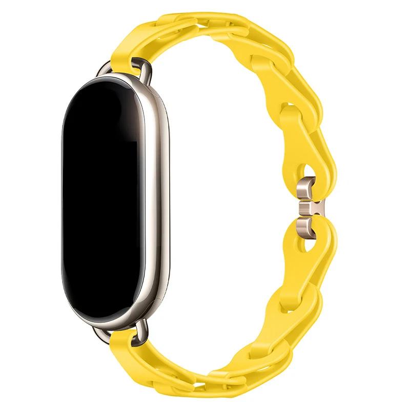 Rubber Strap for Xiaomi Mi Band 8 Stainless Steel Buckle Bracelet for Miband 8 NFC Fashion Lady Style Replacement Silicone Band