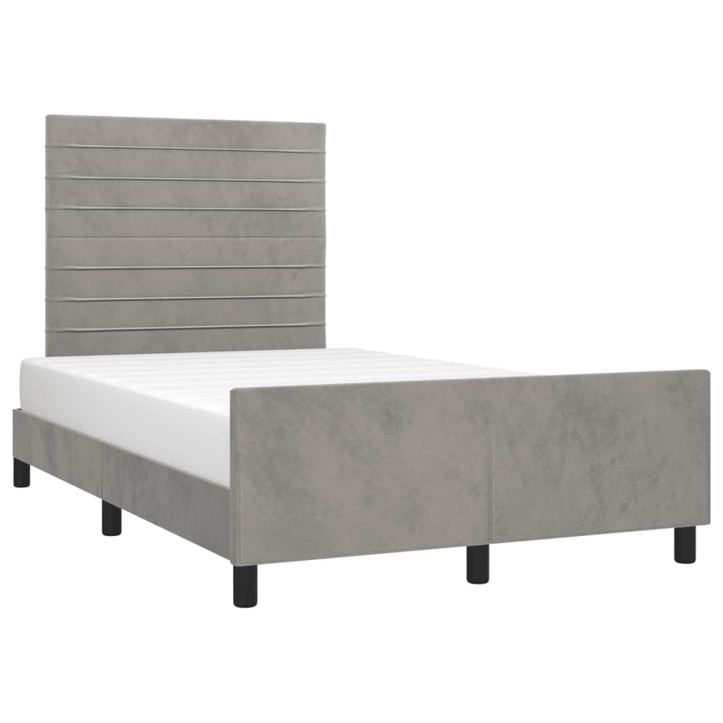 Bed Frame without Mattress Light Grey 120 x 190 cm Velvet