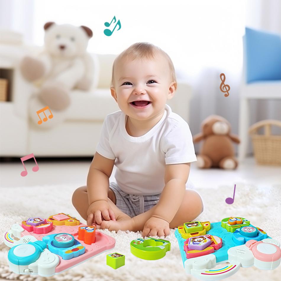 Montessori Baby Kształt Poznawczy Gra Planszowa do Dopasowywania z Dźwiękiem Trening Inteligencji Wczesne Edukacyjne Zabawki Muzyczne Zabawki Puzzle