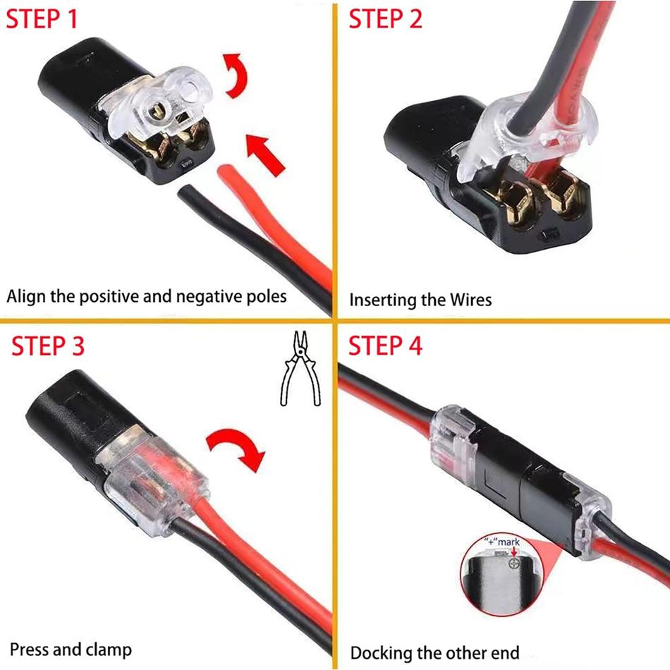 10/20pcs 2 Pin 2 Way Universal Compact Wire Terminals, No Wire-Stripping Required, Toolless Spring Wire Connectors, Quick Splice