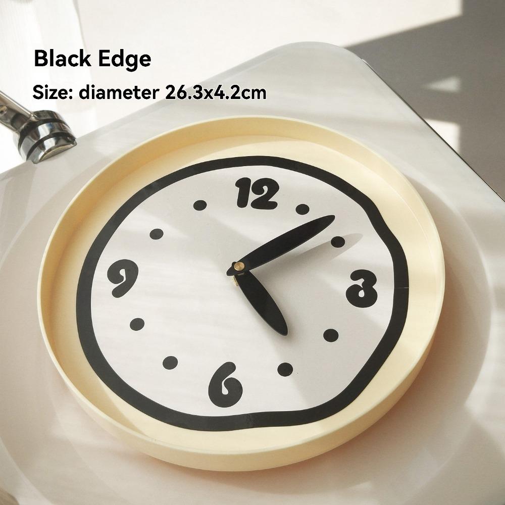 Modern Round Cream Wall Clock - Minimalist Distorted Line Decoration For The Clock - Household Wall-mounted Clock