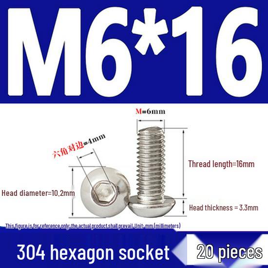ISO7380 Stainless Steel Hex Drive Dome Head Screws - M2 to M16