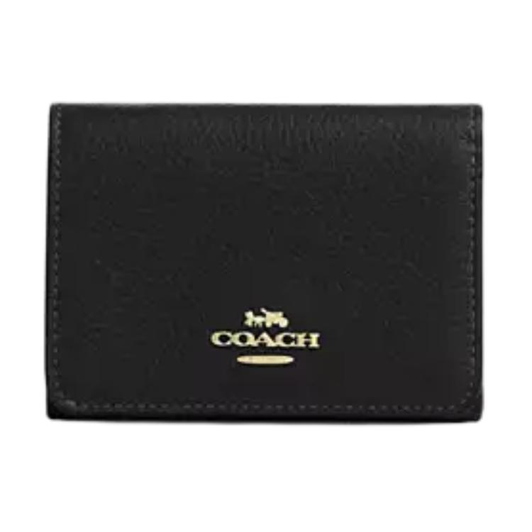 Coach Signature Canvas Letter Logo Color Block Design Leather Card Holder Wallet Women wallet Black CZ034-IMXAQ Black