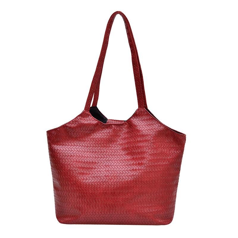 

Spring new texture braided pattern commuter casual large capacity retro solid color underarm shoulder bag for women красный