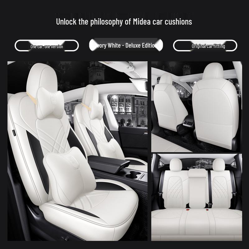 Universal Leather Seat Cushion for Tesla Model Y - All-Season, 5-Seater Fit