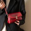 High-End Patent Leather Glossy Texture Shoulder Bag Fashion Red Simple Solid Small Square Bag Women's  New Pop Crossbody Bag