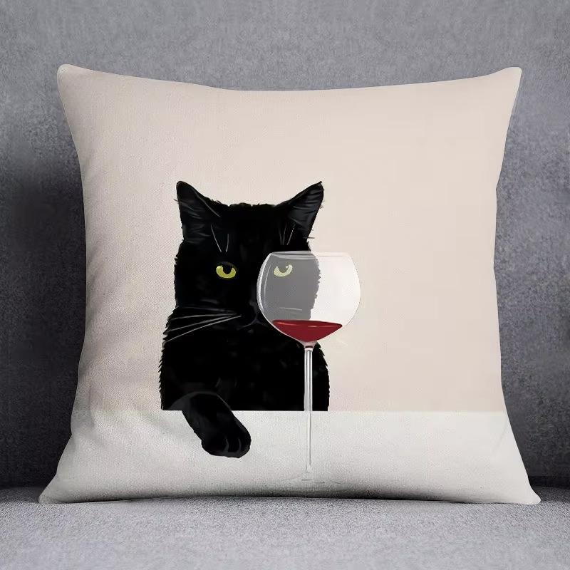 1Pc Double Sided Printed Cute Cat Pattern Pillowcase Adorable Feline Design Cushion Cover For Sofa Bedroom Home Decor No Pillow