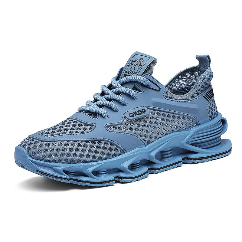 Spring and Summer Ultra-light Hollow Woven Net Surface Soft Sole Comfortable Lace-up Anti-slip Men's Large-sized Sports Shoes