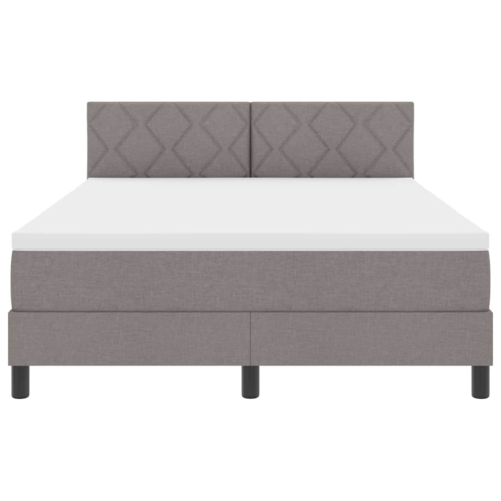 Box Spring Bed with Headboard Taupe 140 x 200 cm Fabric