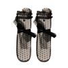 Sheer Mesh Tulle Bow Short Socks Tulle Lace Dot Middle Tube Socks Sweet   Streetwear