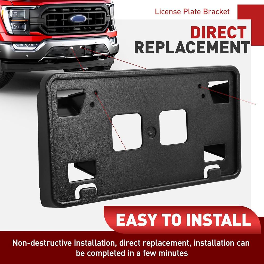 Front License Plate Bracket Compatible with 2021-2023 Ford F150 3.3L 5.0L Bumper License Plate Holder Frame Replacement for ML3Z17A385AB FO1068185