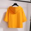 Short Sleeve 7 / 3 Sleeve Hooded Sweater Women's Middle Sleeve Spring and Summer Korean Loose Hooded Top
