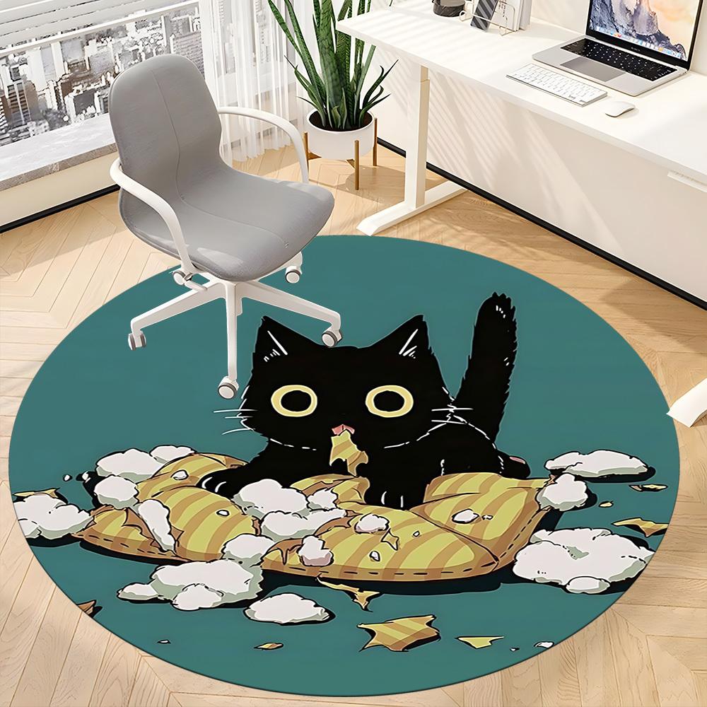 1pc Cat Pillow Office Round Area Rug, Mat Suitable For Office, Under Office Chairs Bedroom Living Room Home Decor, Room Deco