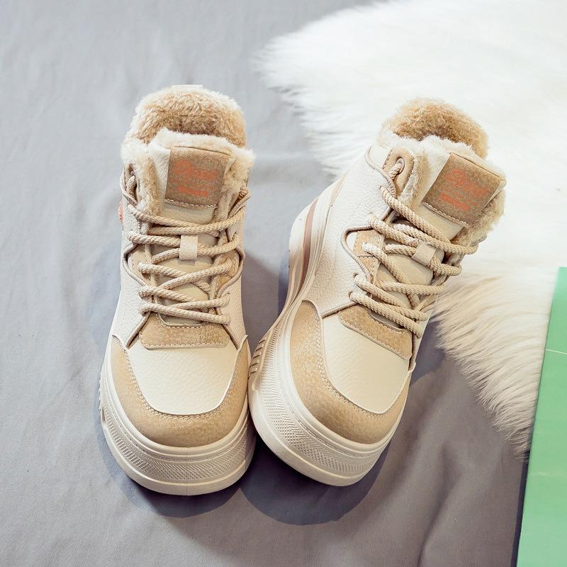 Fleecem zateplené vysoké velké bavlněné dámské boty zimní teplé sněhule dámské všestranné nové zimní bavlněné boty se silnou podrážkou