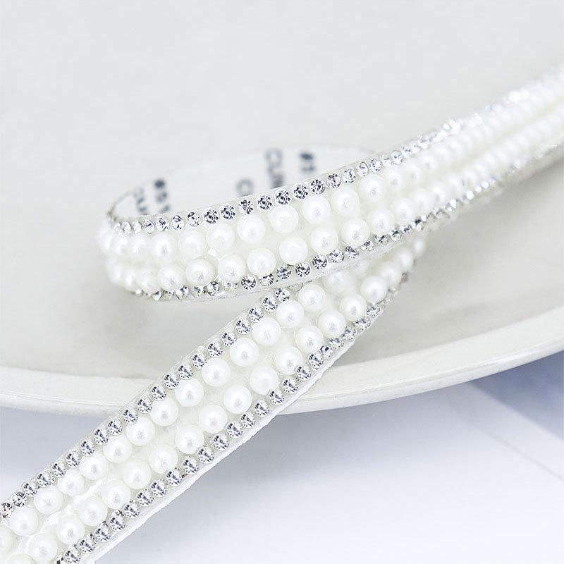 

Самоклеящиеся полоски из жемчуга и страз-бриллиантов для украшений и одежды своими руками 40cm with Double-sided Tape