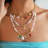 Ornaments Bohemian Shell Necklace Zinc Zinc Alloy Pearl Starfish Beach Pendant Shell Starfish Necklace  Beach