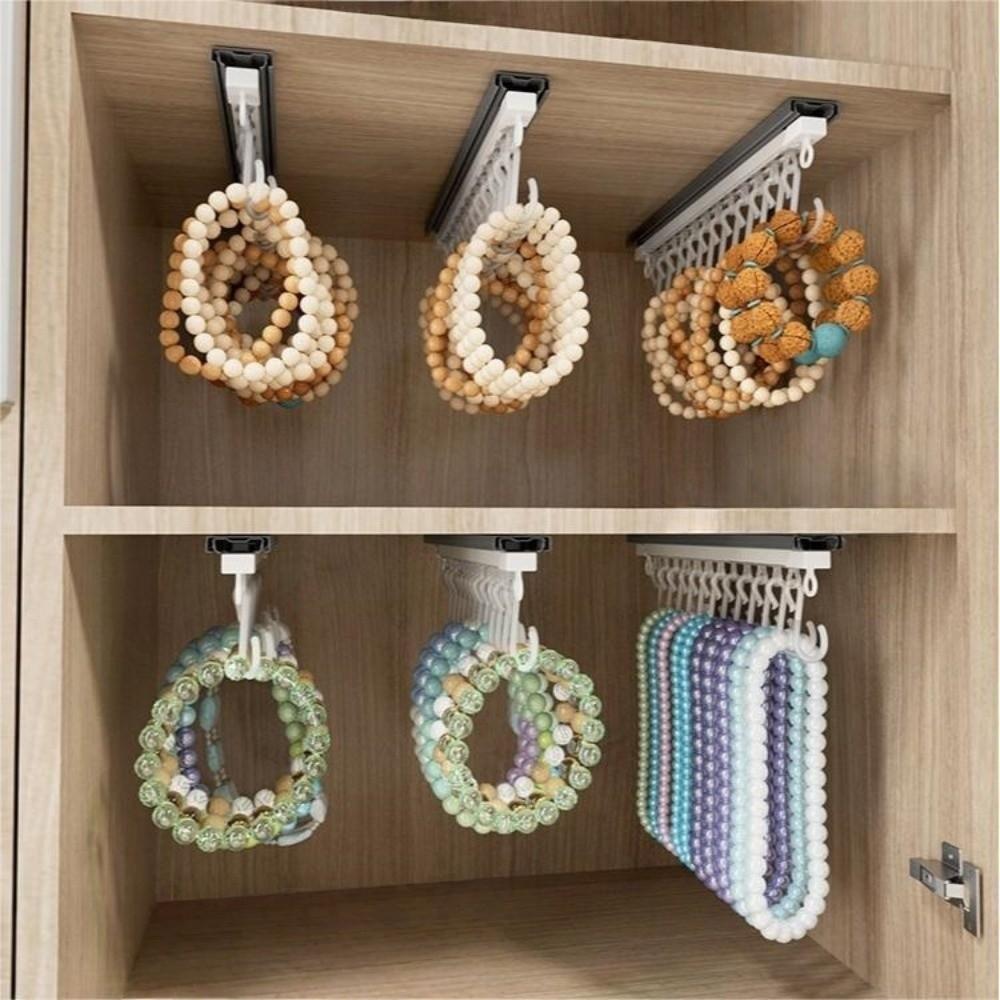 Push and Pull Sliding Rail S Hooks Stainless Steel Non Punching Wall-mounted Jewelry Display Removable Hooks Anti-Tangle