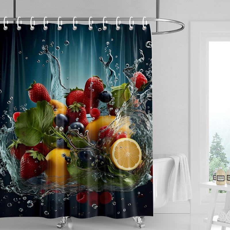 

Fruit-Themed Shower Curtain Washable Dirt-Resistant Shower Head waterproof Polyester Bath Curtain For Home Decor 90x180CM