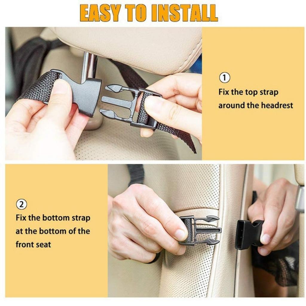 3-in-1 Car Seat Backrest Storage Bag - Oxford Fabric Kick Bag with Tablet Pocket and Insulated Bottle Rack, Duty Rear Seat Storage Space