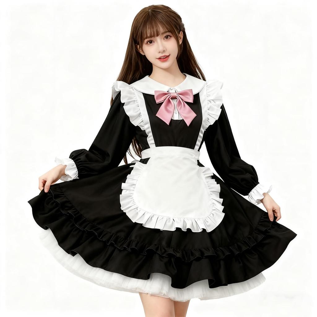 AOTYP Maid Plus Cute Maid Halloween Maid Photo Cultural Size L Costume, Size, Ribbon, Costume, Costume, Women's, Cosplay, Cute, Cafe, Shoot, Festival,