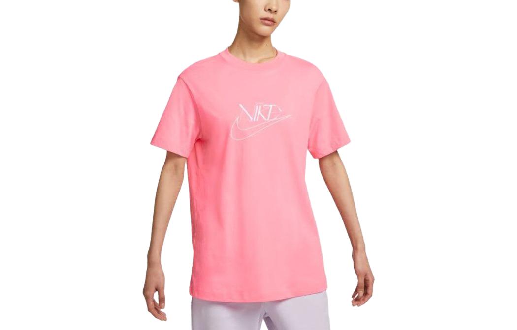 Nike Women ss Letter Print Retro Drop Shoulder T-Shirt Pink FB8204-611 M