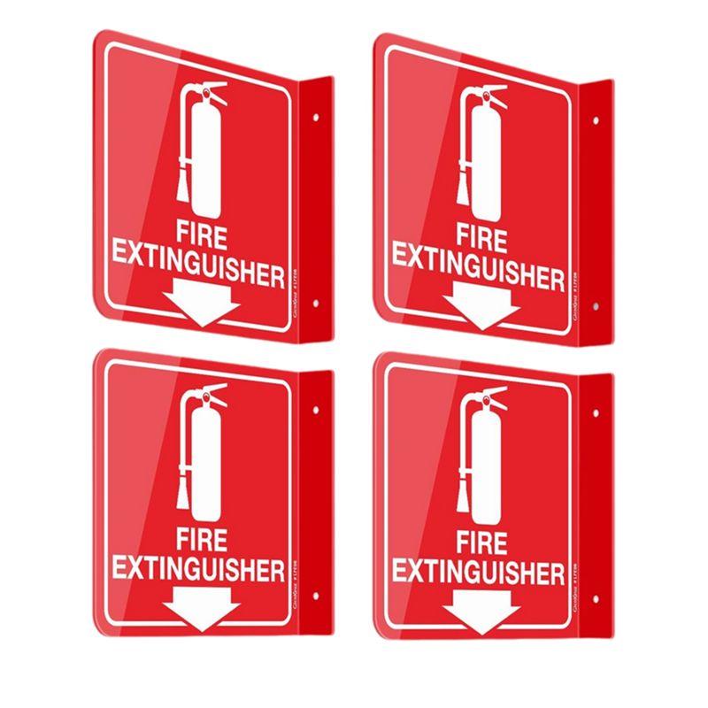

A60zfire Extinguisher Projecting Sign, Acrylic L-Shaped 6 X 6 , Two-Sided With Down Arrow, Includes Screws, Home Office 4Pcs Se