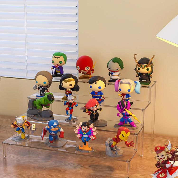 Acrylic Tiered Display Stand for Figurines and Blind Box Dolls - Transparent Home Organizer