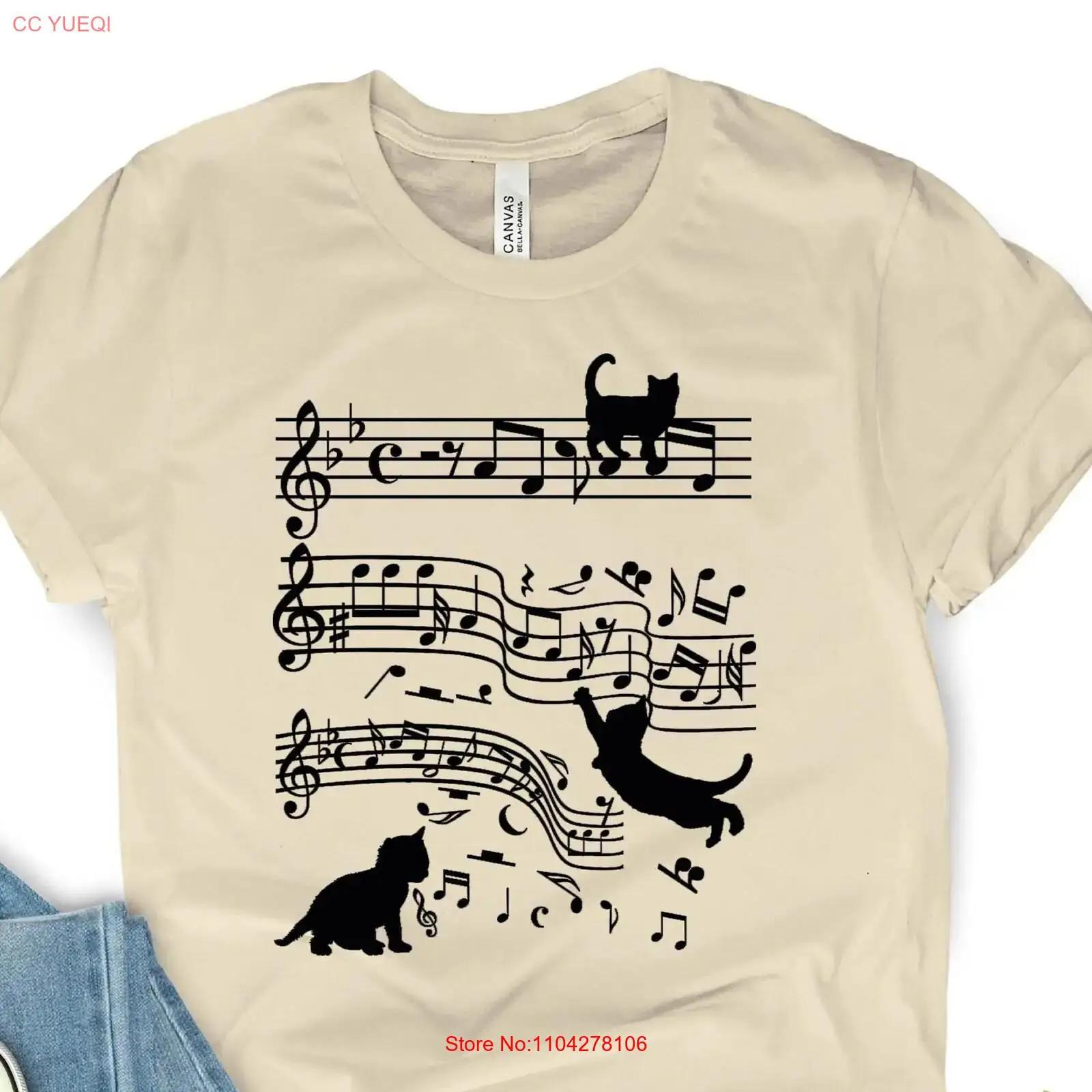 

Cat Funny Music Notes T Shirt and Lover Musician Cute Note Teacher vintage Washed Casual homme fashion Soft Unisex Breathable 5XL різнокольоровий