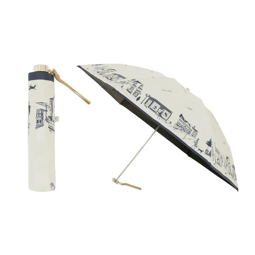 Moonbat Folding Parasol for Made In Perfect for Sun and Premium Light Heat and UV Cityscape White "Dachshund" Women, Japan, Rain, Blocking,