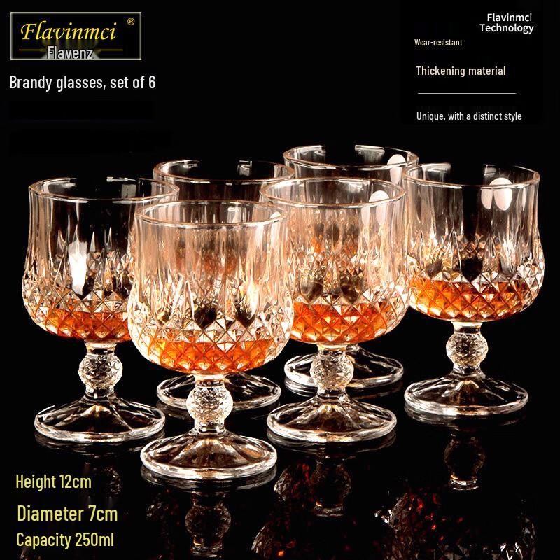 Flavinmci European Crystal Red Wine & Brandy Glass Set (6 Pcs)